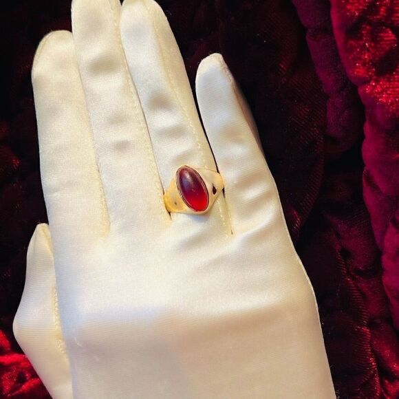ANTIQUE GOLD- Georgian Era- Carnelian Ring- Size 8- 3cttw Cabochon -5.4g - Picture 3 of 16